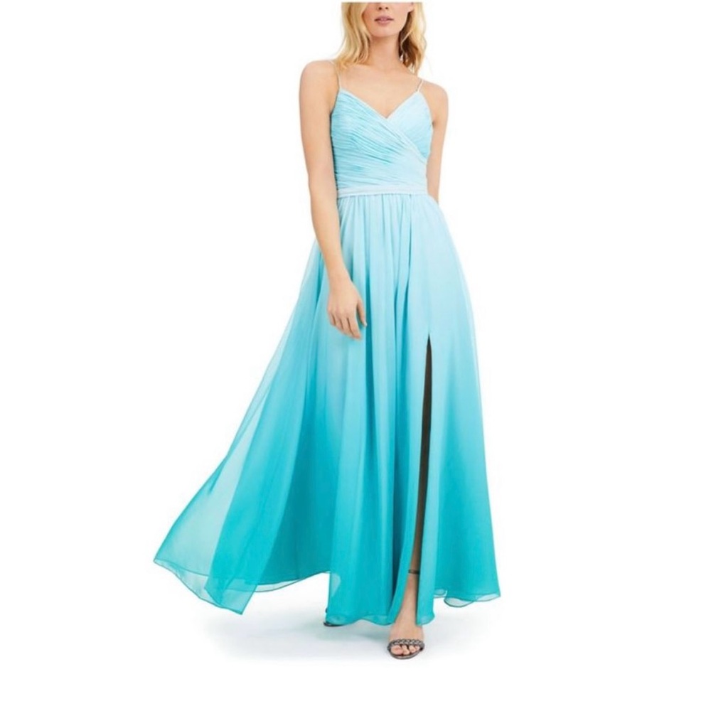 Calvin Klein Blue Spaghetti Strap Maxi Gown for Weddings